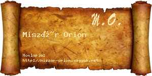 Miszár Orion névjegykártya